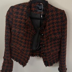 Mango Women's Black and Brown Houndstooth Blazer